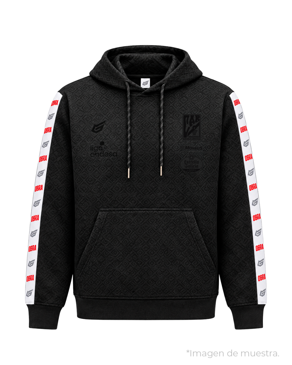 Sudadera gris capucha franja OBRA