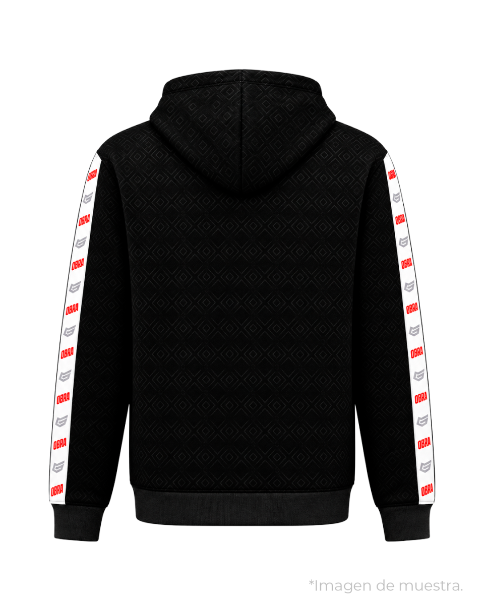 Sudadera gris capucha franja OBRA
