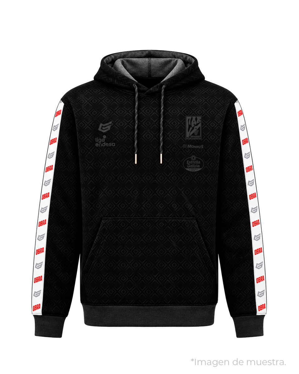 Sudadera Negra capucha franja OBRA