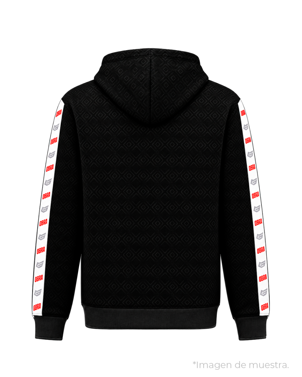 Sudadera Negra capucha franja OBRA